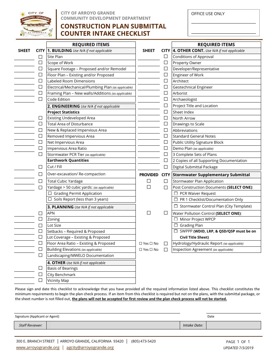 City of Arroyo Grande, California Building Permit Application Fill