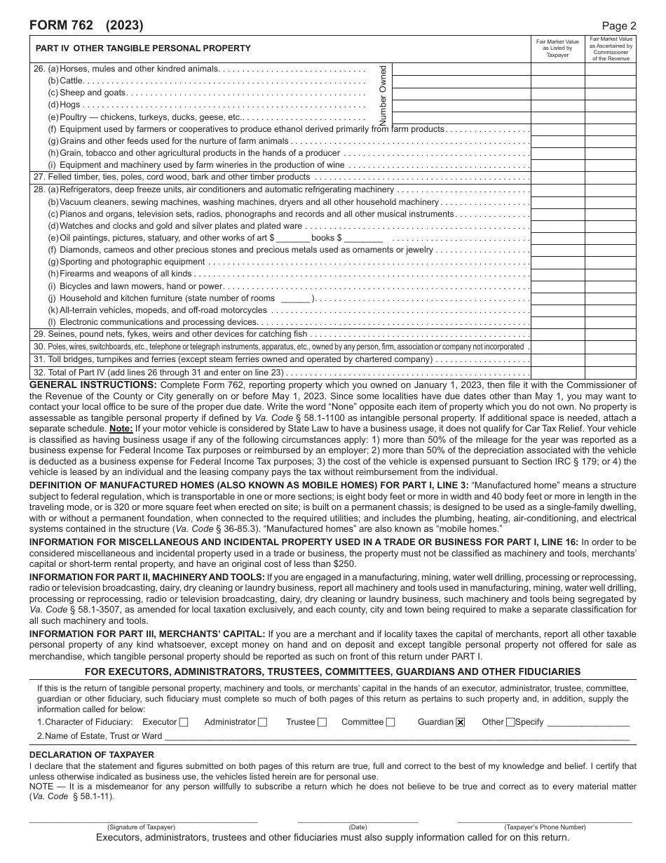 Form 762 Download Fillable PDF or Fill Online Return of Tangible