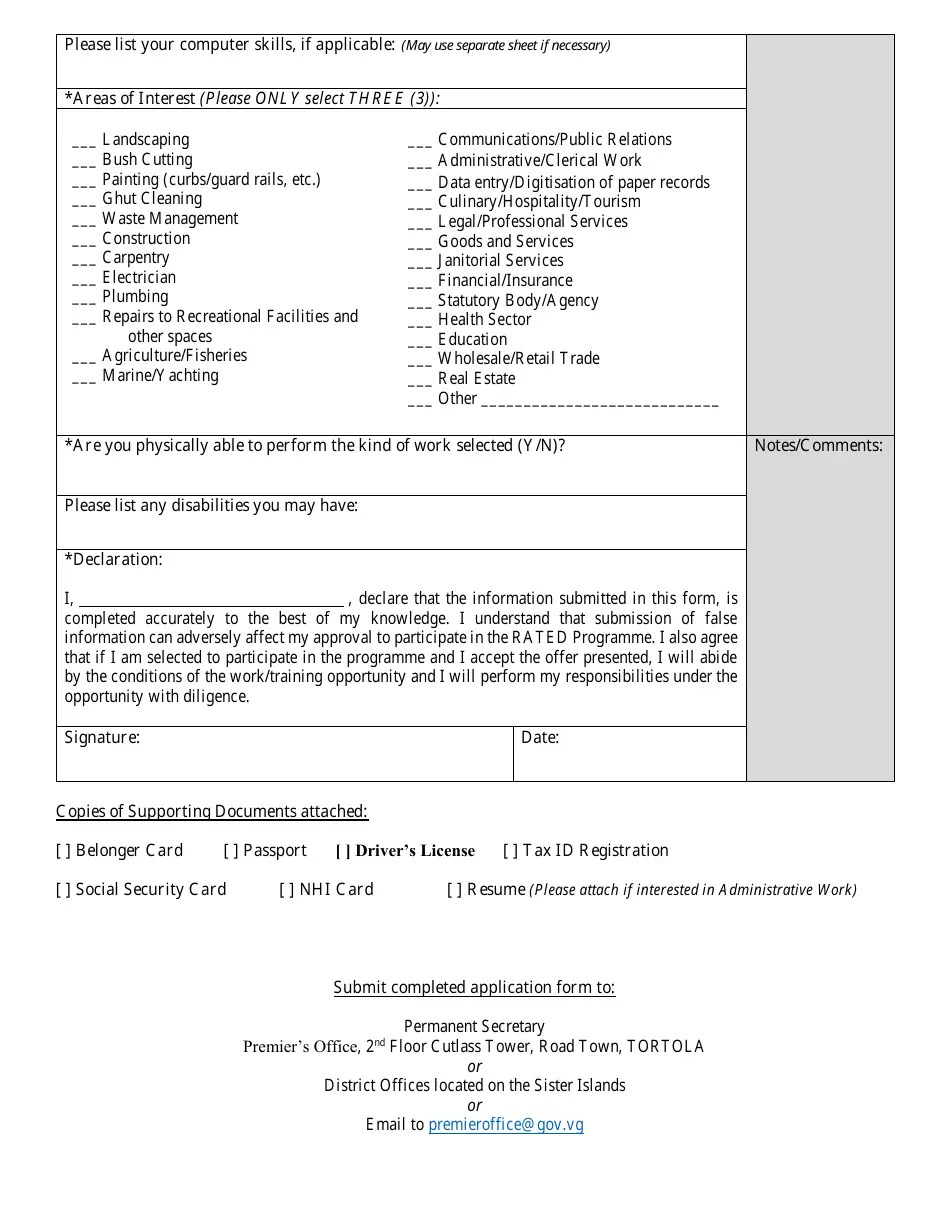 British Virgin Islands Registration Form Apprenticeship Training