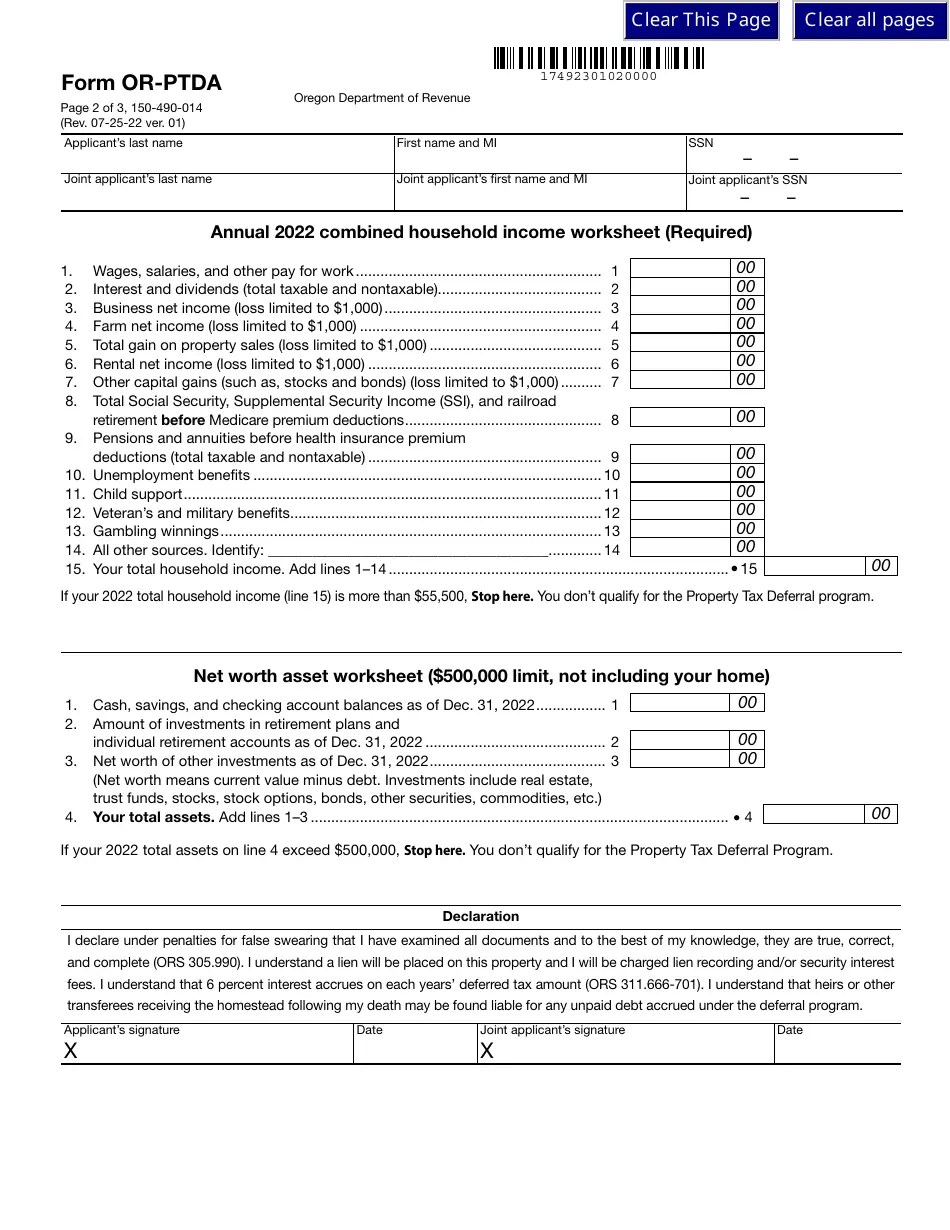 Form ORPDTA (150490014) Download Fillable PDF or Fill Online Property Tax Deferral