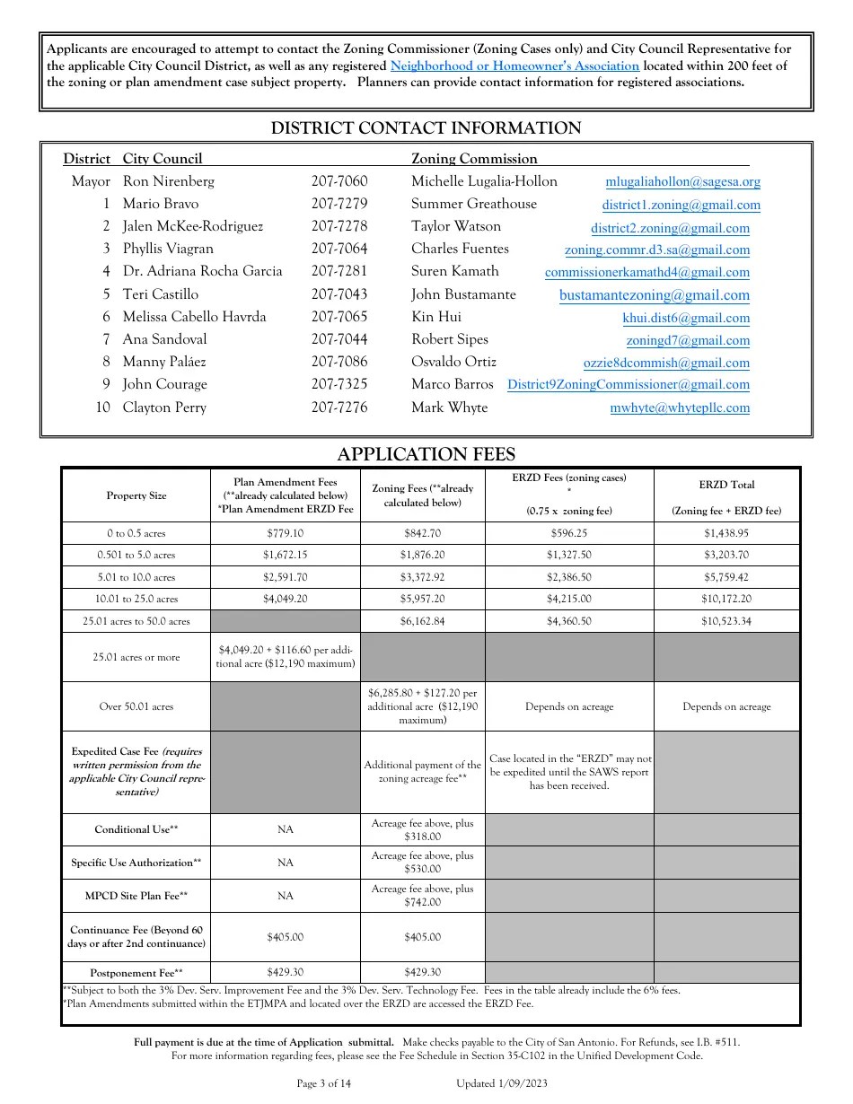 City of San Antonio, Texas Application for Change of Zoning/Plan