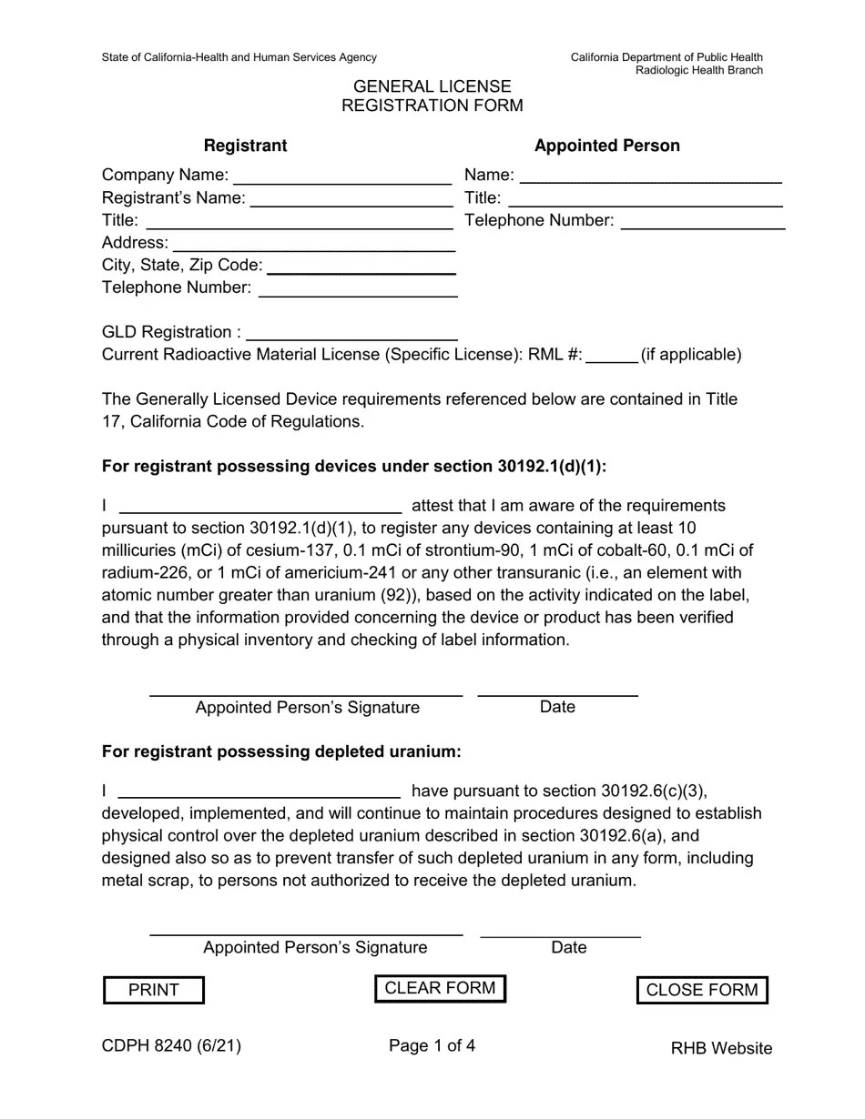 Form CDPH8240 Download Fillable PDF or Fill Online General License