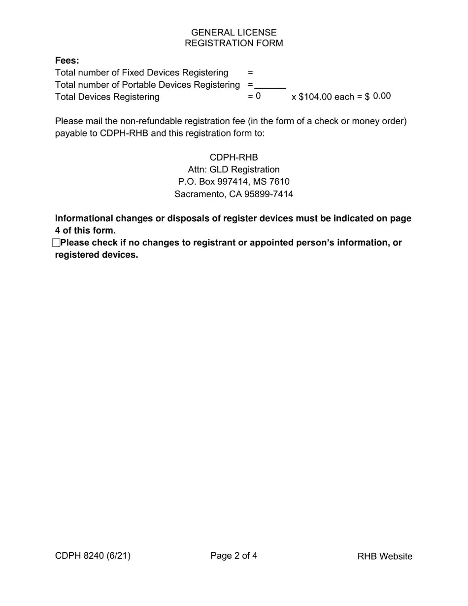 Form CDPH8240 Download Fillable PDF or Fill Online General License