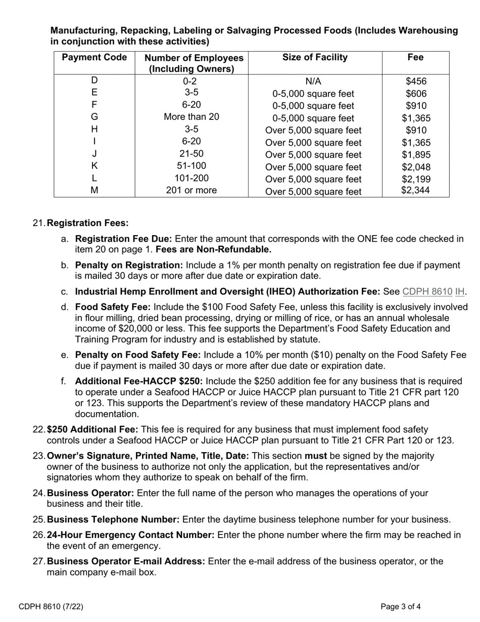Form CDPH8610 Download Fillable PDF or Fill Online Processed Food