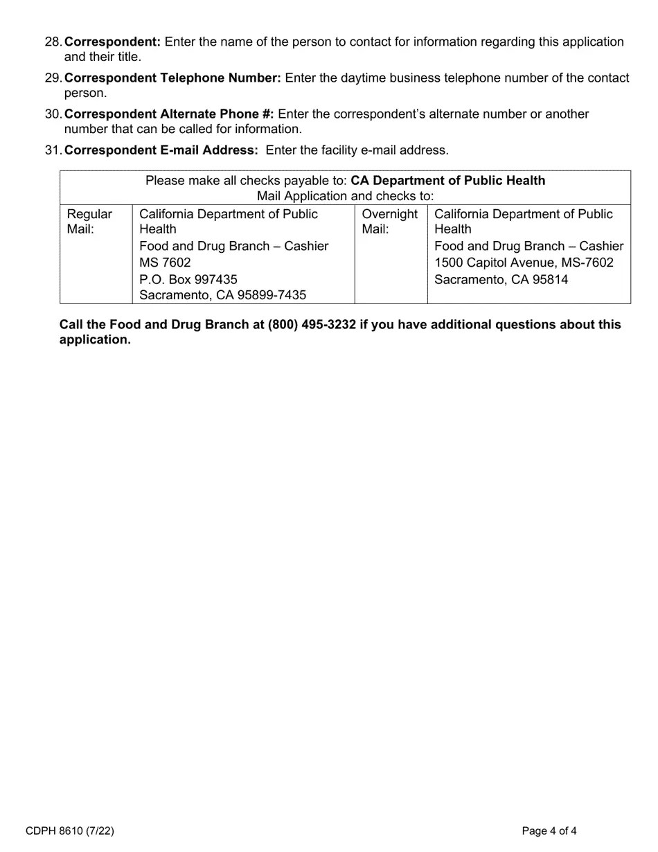 Form CDPH8610 Download Fillable PDF or Fill Online Processed Food