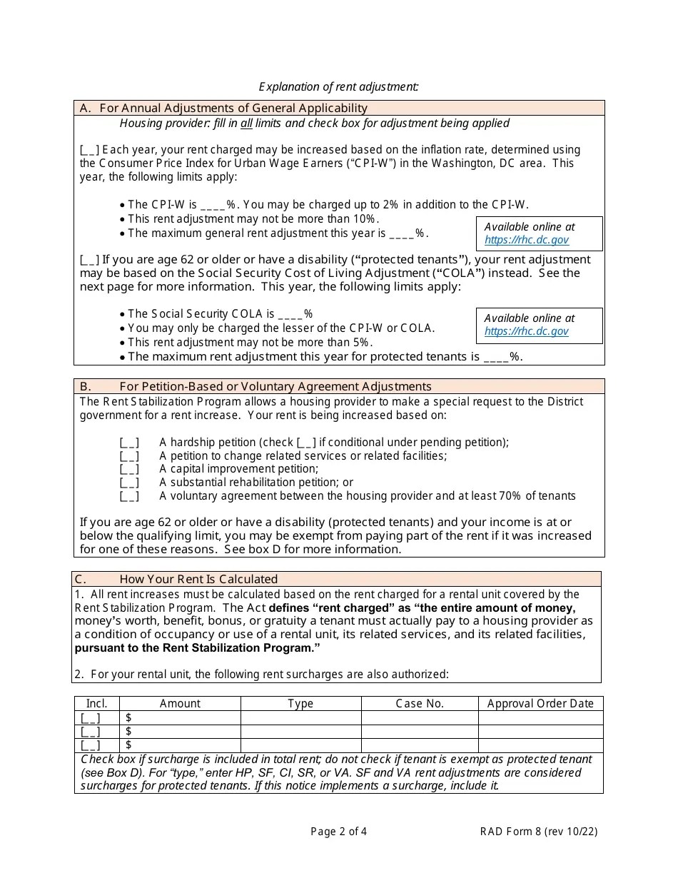 RAD Form 8 Download Fillable PDF or Fill Online Housing Provider's