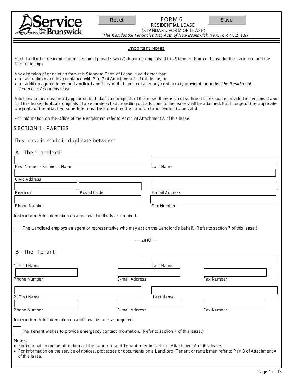 Form 6 Fill Out, Sign Online and Download Fillable PDF, New Brunswick