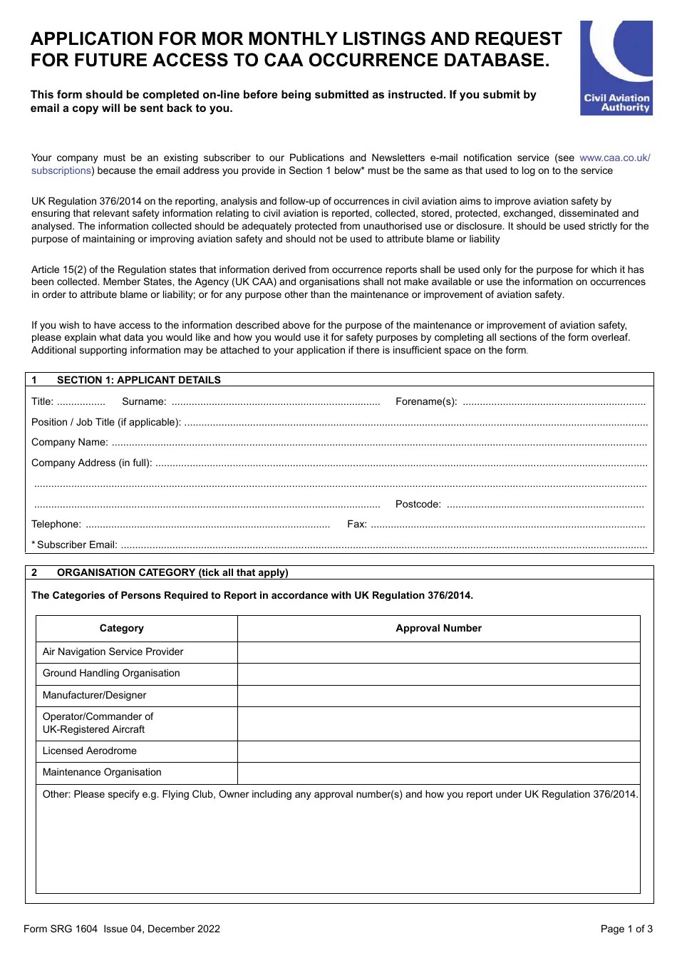 Form SRG1604 Fill Out, Sign Online and Download Fillable PDF, United