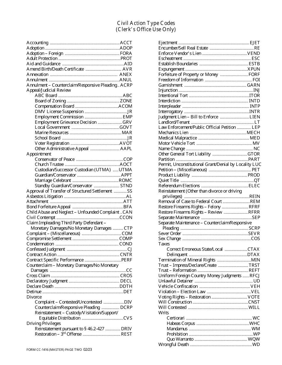 Form CC1416 Fill Out, Sign Online and Download Fillable PDF