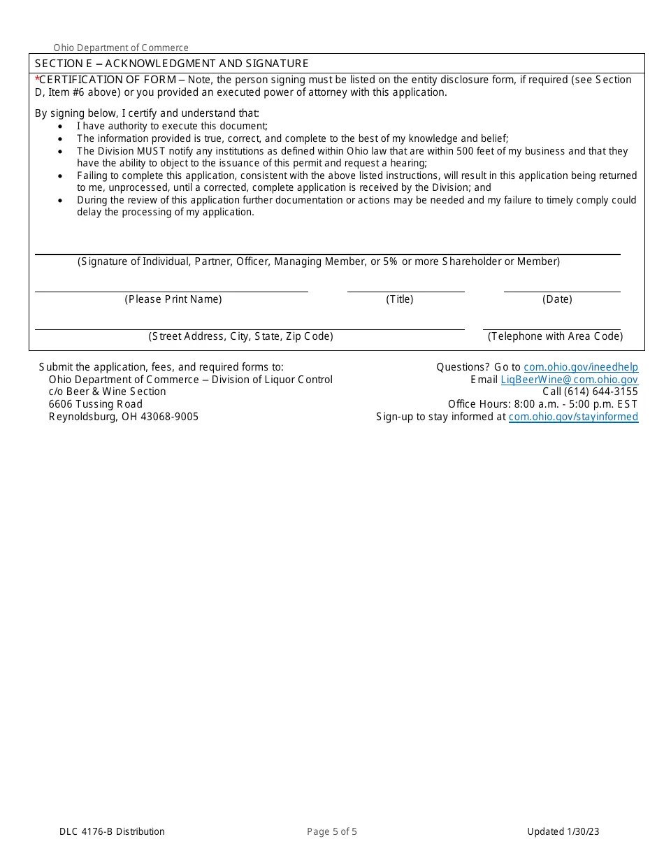 Form DLC4176B Fill Out, Sign Online and Download Fillable PDF, Ohio