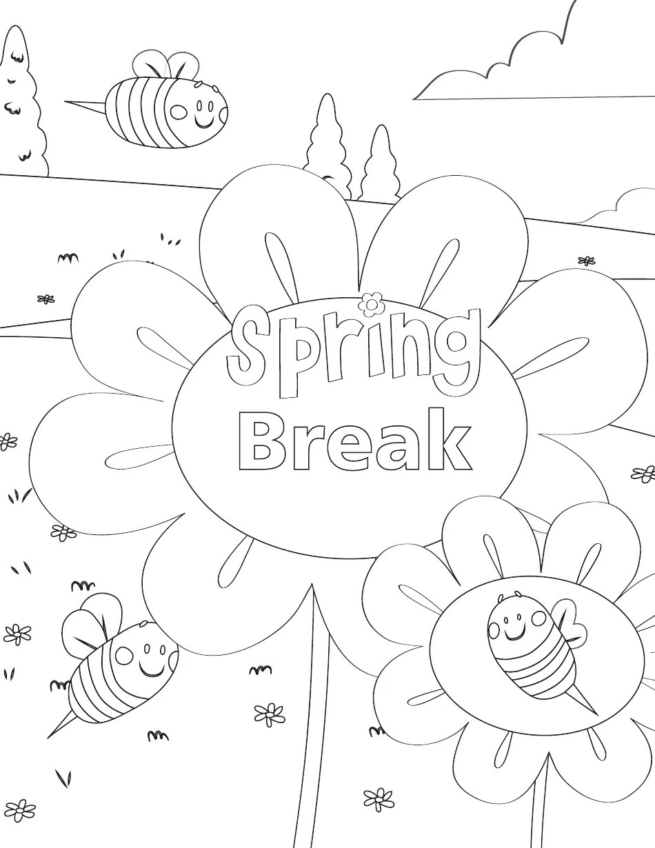 Spring Break Coloring Page Download Printable PDF Templateroller