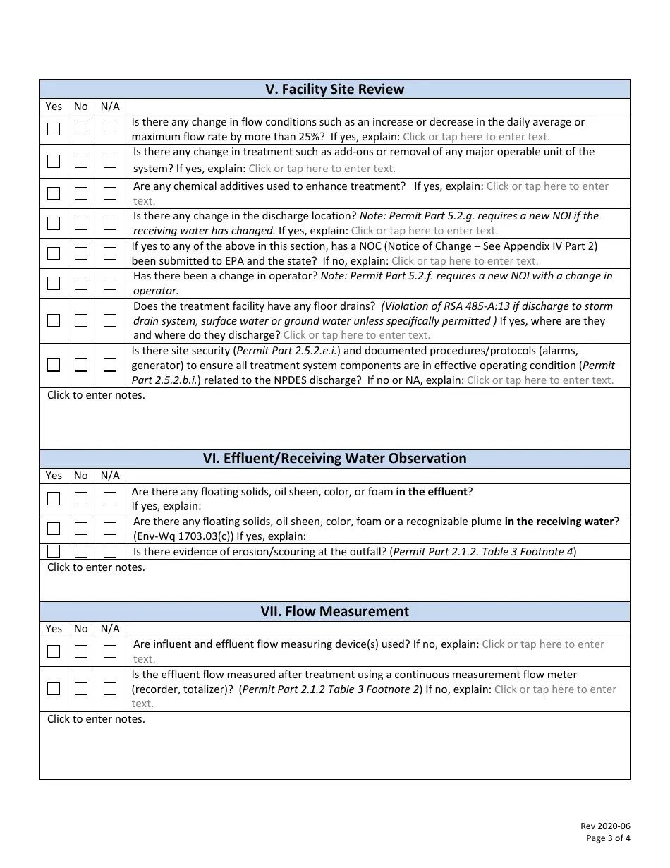 New Hampshire Npdes Inspection Checklist Remediation General Permit