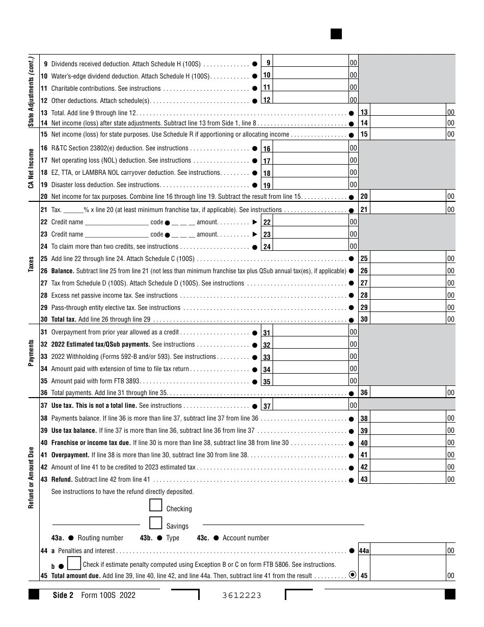 Form 100S Download Fillable PDF or Fill Online California S Corporation