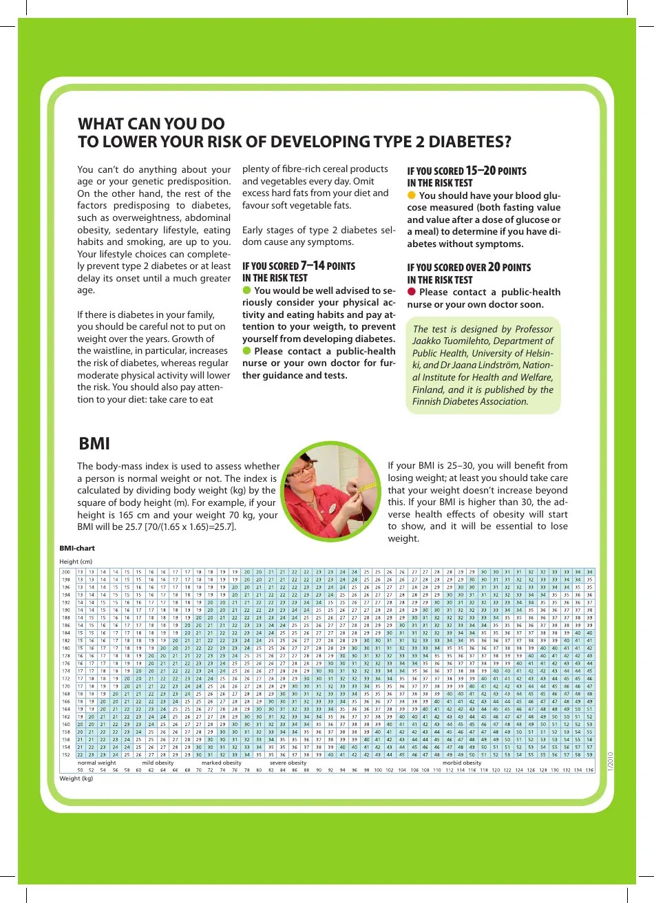 Type 2 Diabetes Risk Assessment Tool Download Printable PDF