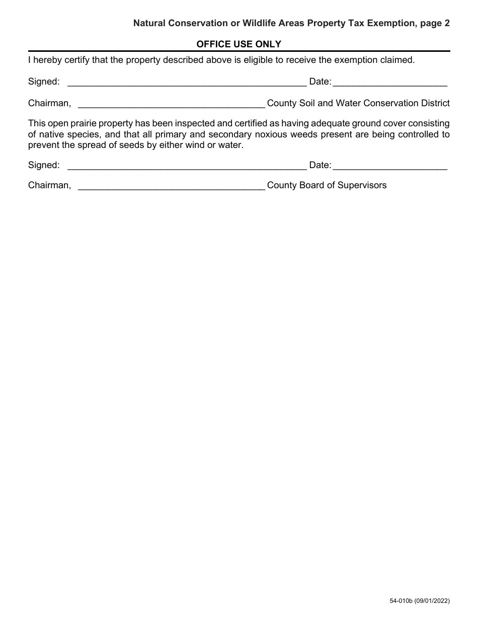 Form 54010 Download Printable PDF or Fill Online Natural Conservation or Wildlife Areas