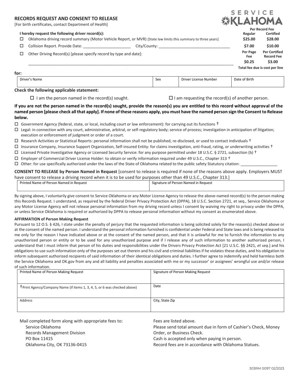 Form 303RM 0097 Fill Out, Sign Online and Download Printable PDF