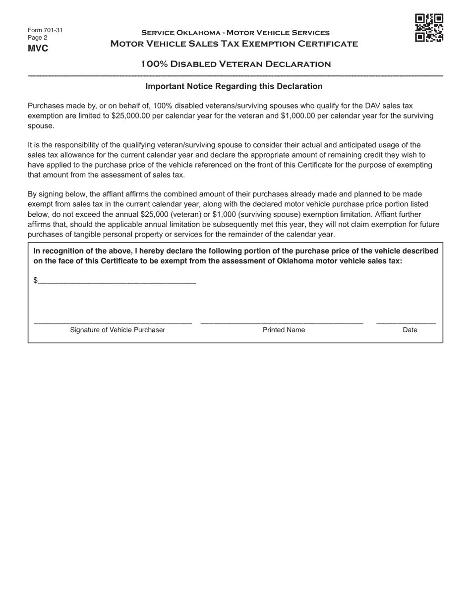 Form 70131 Fill Out, Sign Online and Download Fillable PDF, Oklahoma
