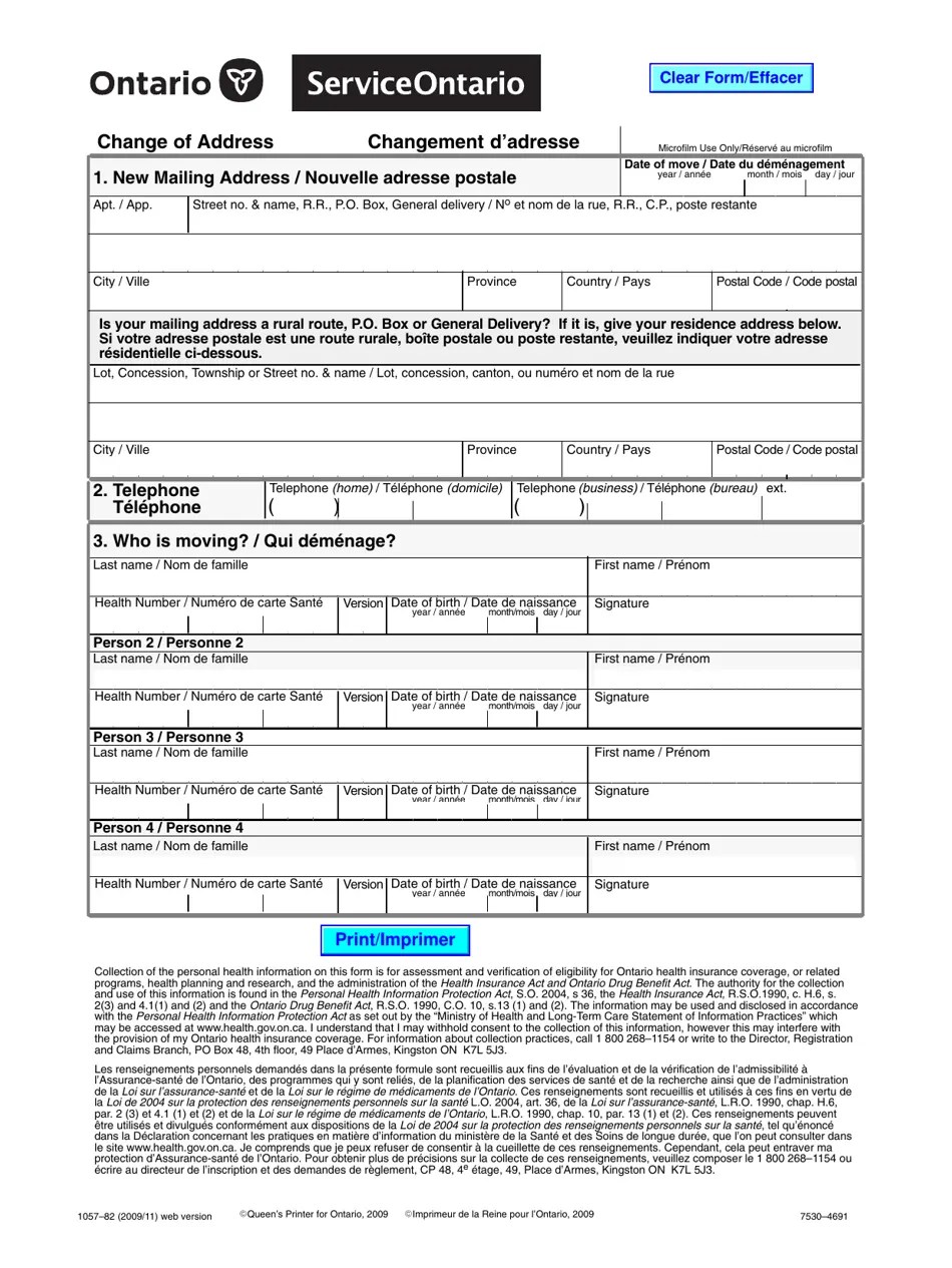 Form 105782 Fill Out, Sign Online and Download Fillable PDF, Ontario