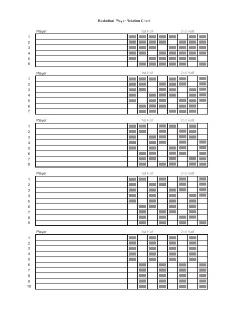 Basketball Player Rotation Chart Template Download Printable PDF