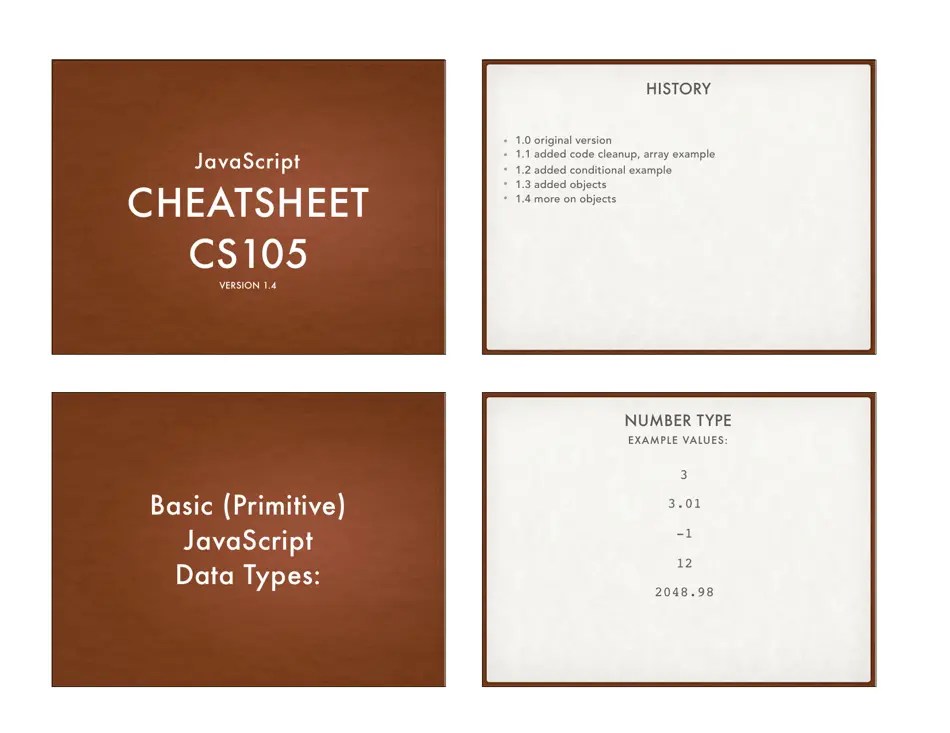 Javascript Cheat Sheet Cs105 Download Printable PDF Templateroller