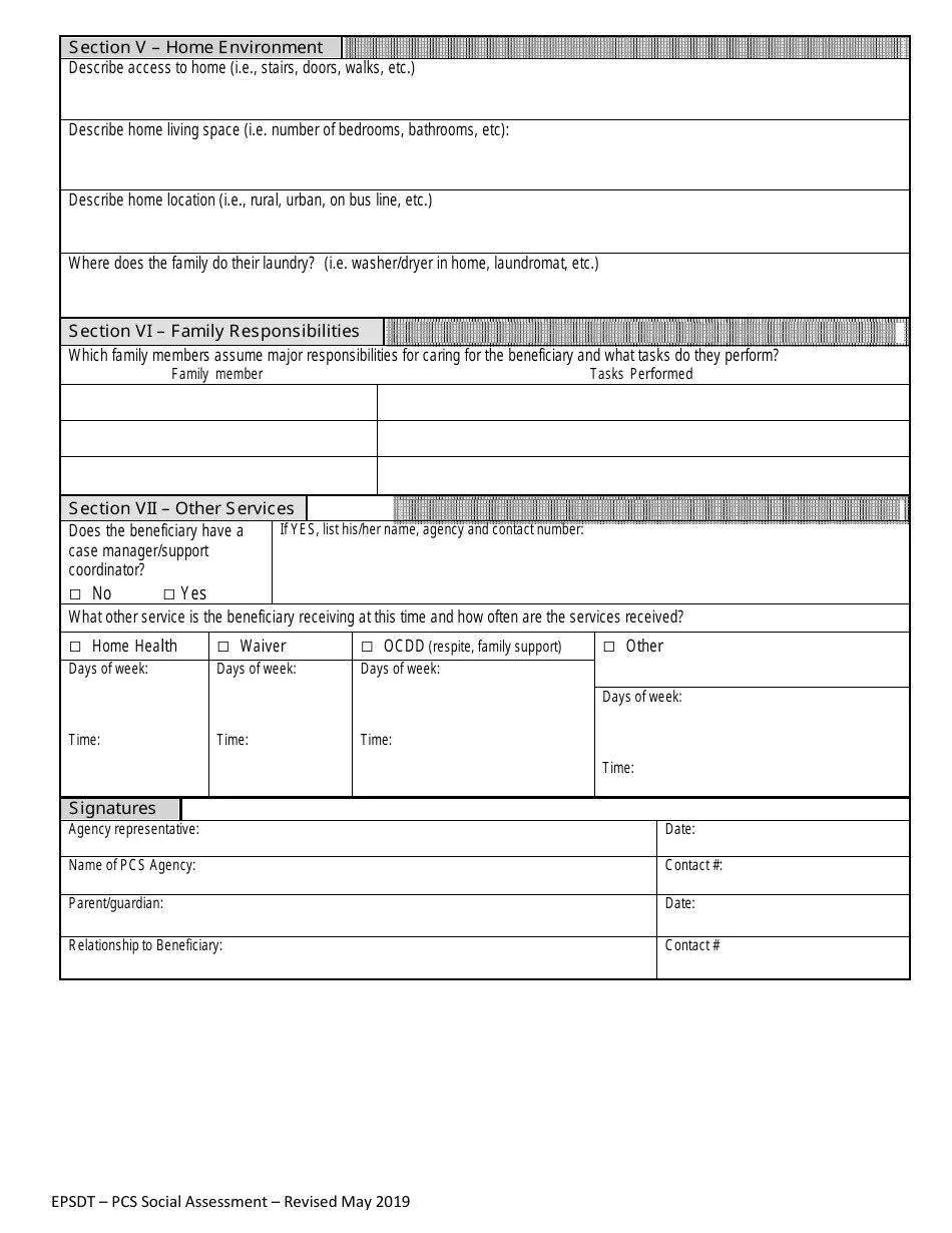 Louisiana Epsdt Personal Care Services Social Assessment Form Fill
