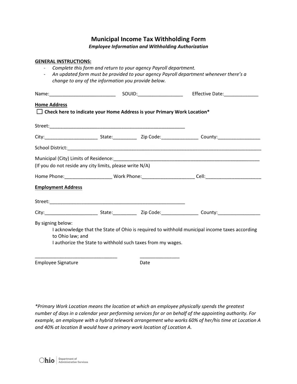 Ohio Municipal Tax Withholding Form Fill Out, Sign Online and
