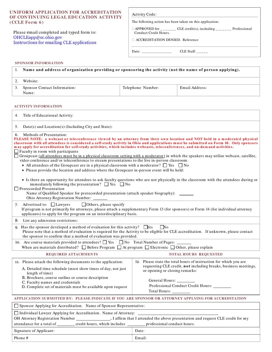 CCLE Form 6 Fill Out, Sign Online and Download Fillable PDF, Ohio Templateroller