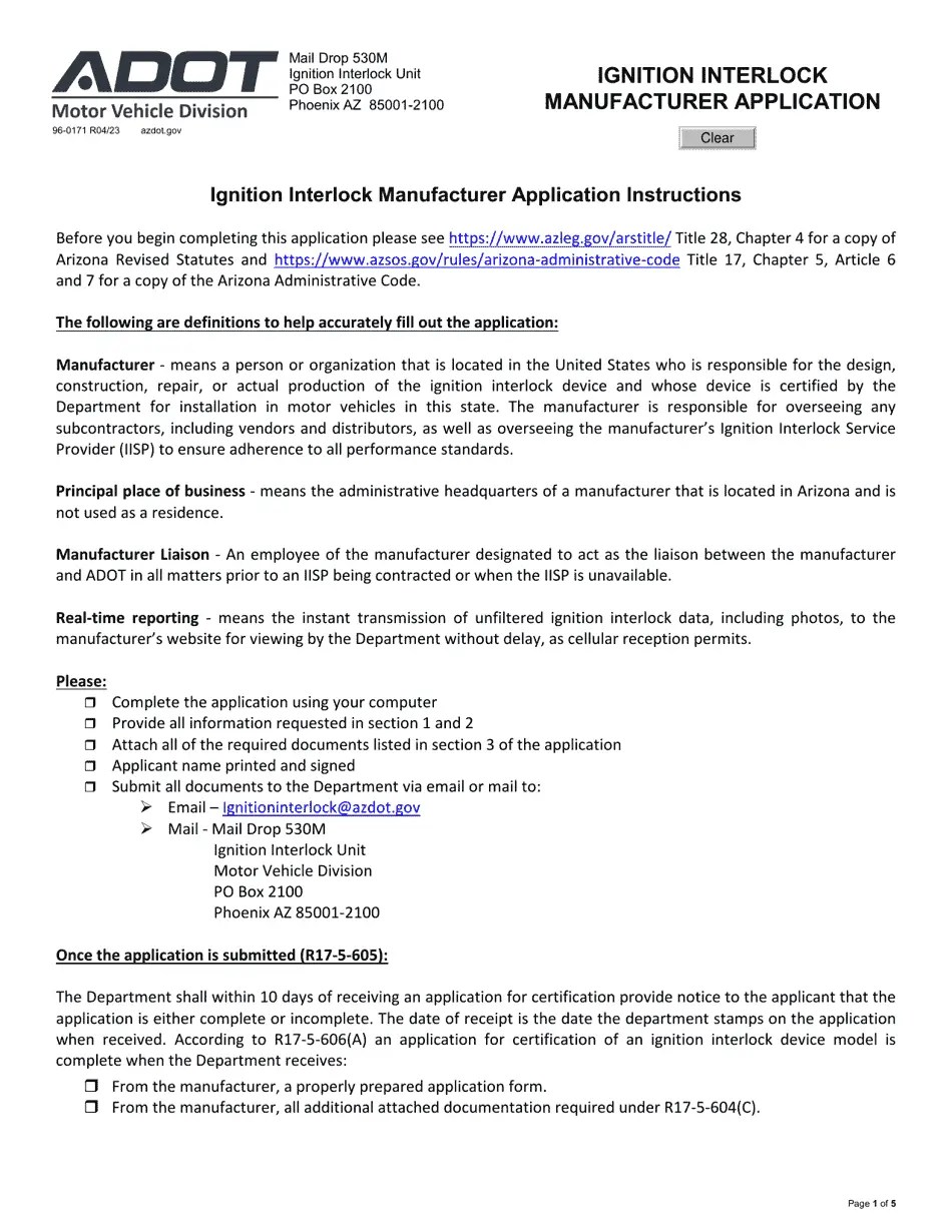 Form 960171 Download Fillable PDF or Fill Online Ignition Interlock