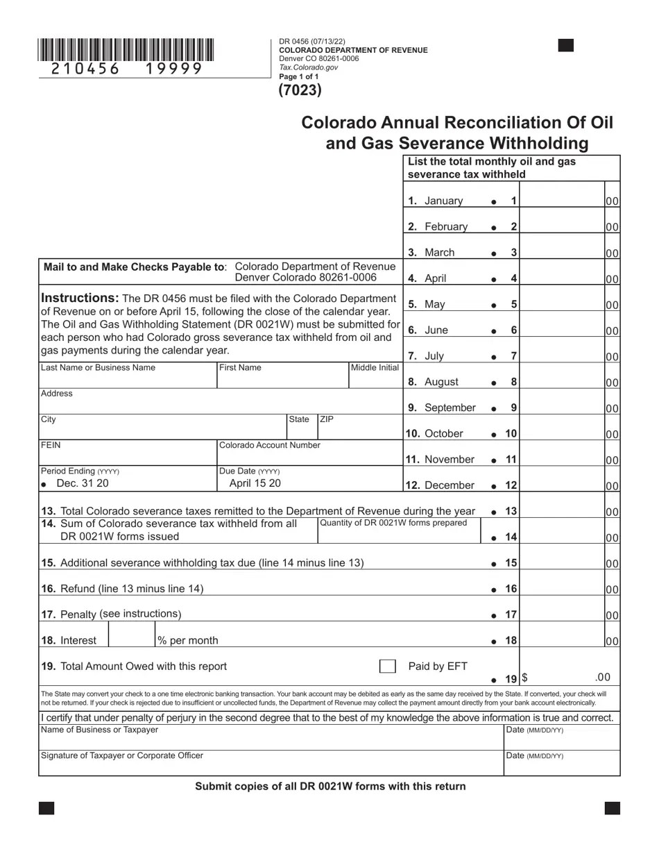 Form DR0456 Download Fillable PDF or Fill Online Colorado Annual