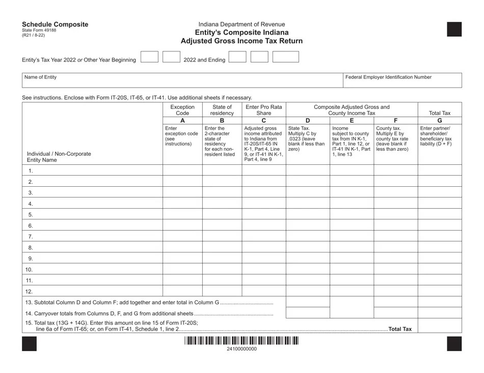 Form 49188 Schedule COMPOSITE Fill Out, Sign Online and Download