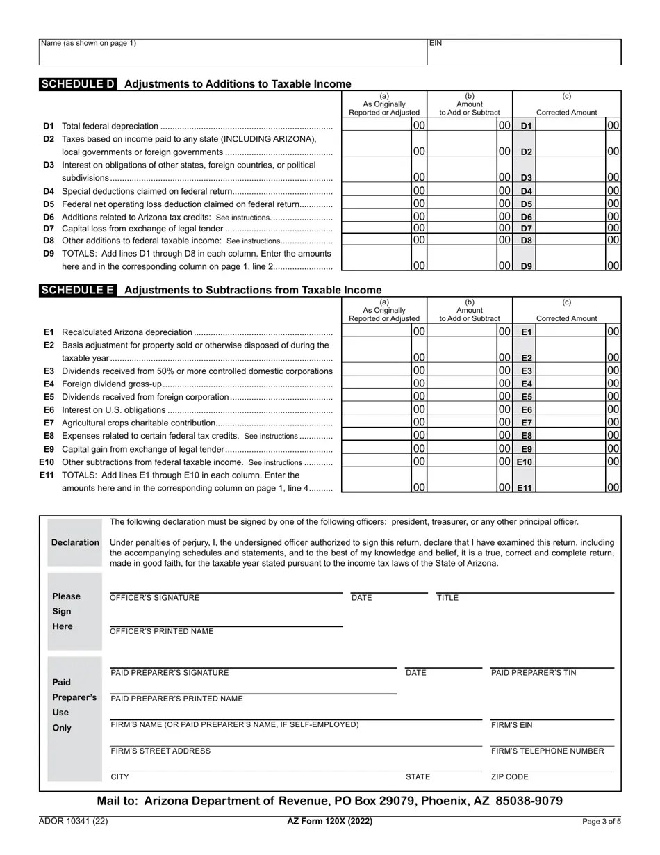 Arizona Form 120X (ADOR10341) Download Fillable PDF or Fill Online