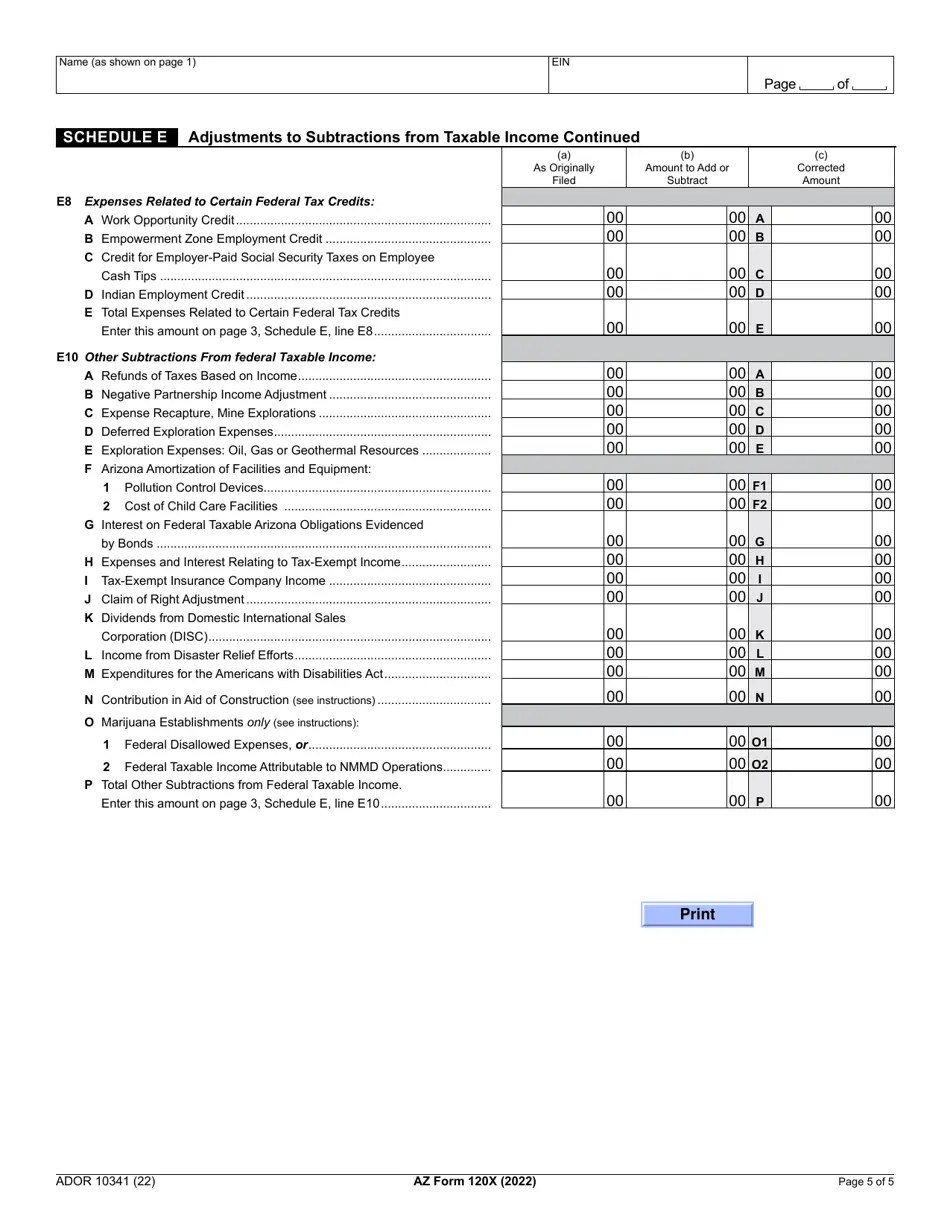 Arizona Form 120X (ADOR10341) Download Fillable PDF or Fill Online
