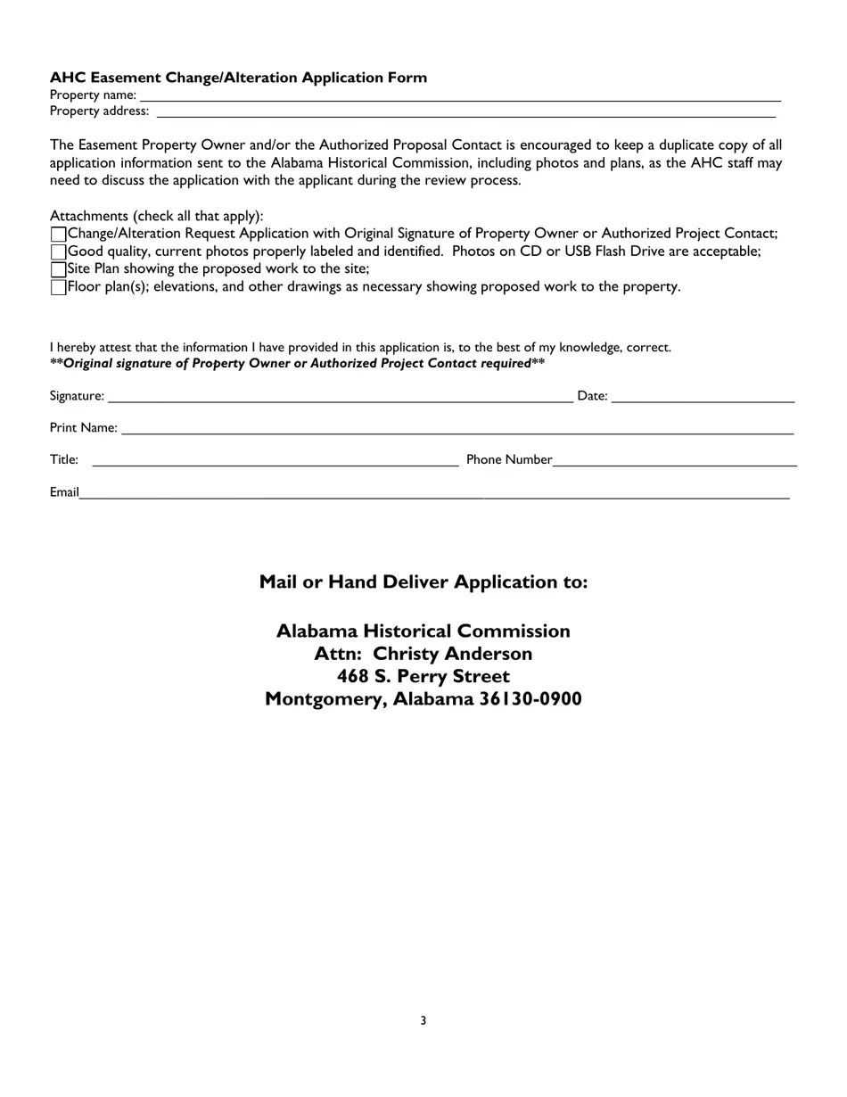 Alabama Easement Change/Alteration Application Fill Out, Sign Online