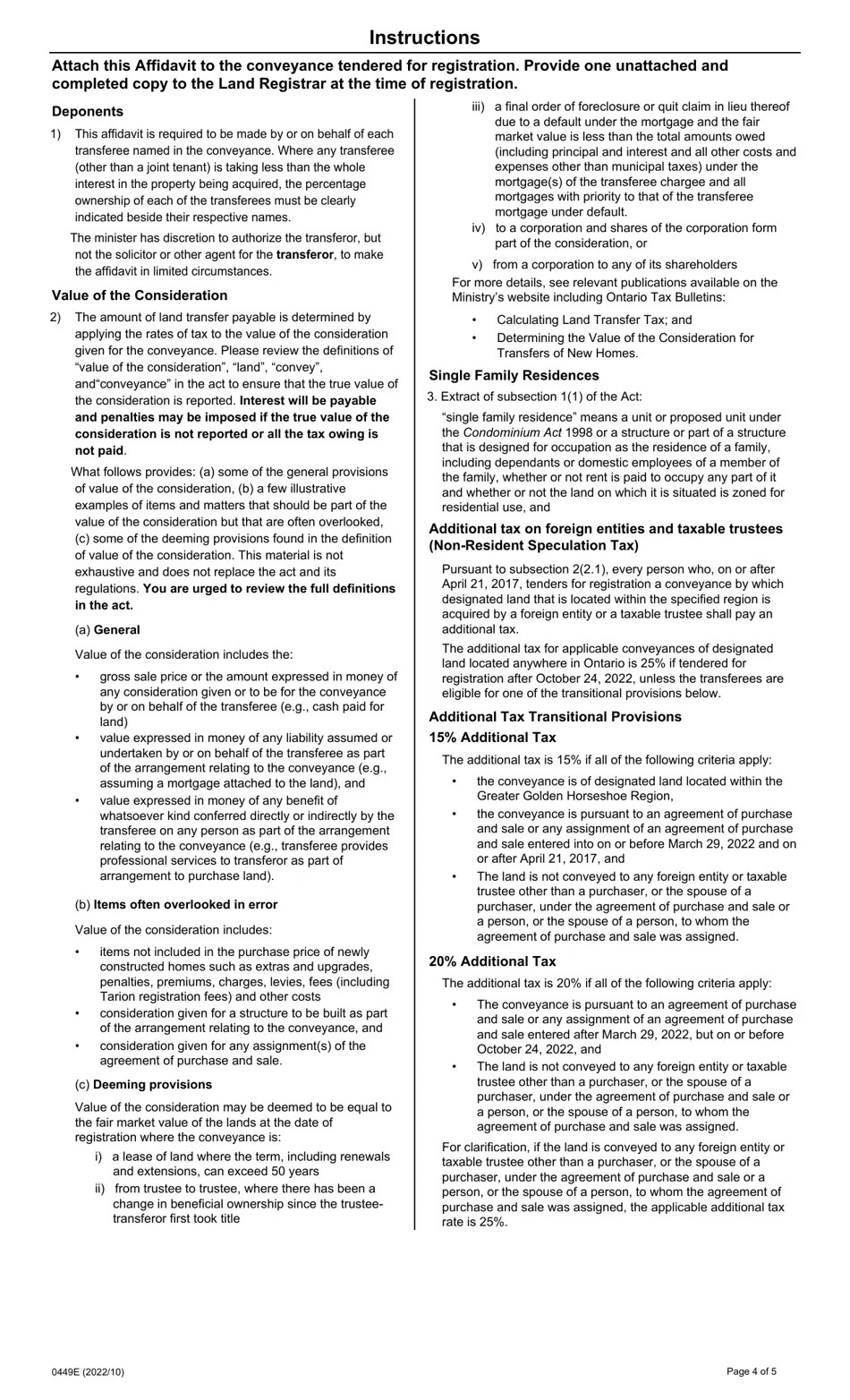 Form 0449E Fill Out, Sign Online and Download Fillable PDF, Ontario Canada Templateroller