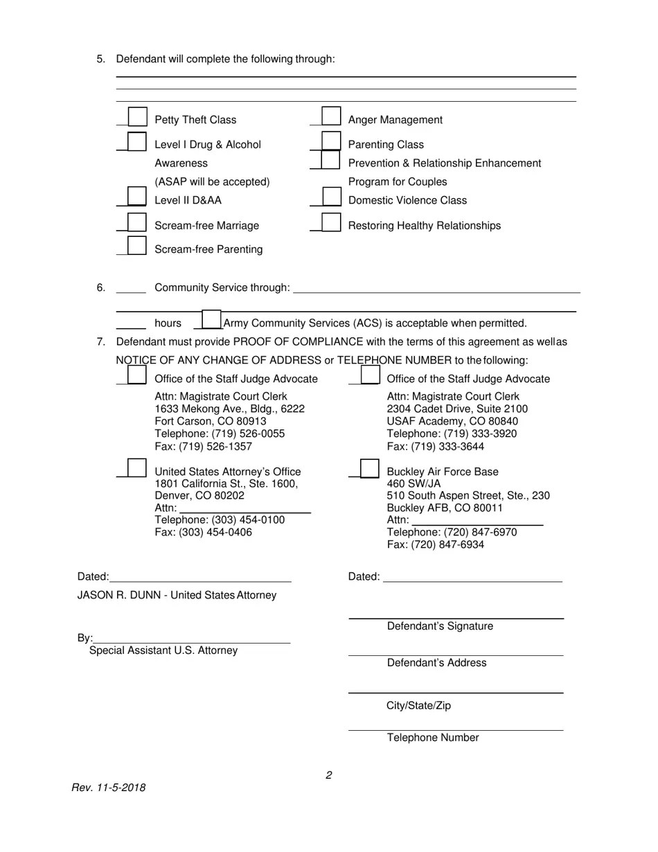 Colorado Stipulation for Entry of Deferral of Prosecution (Petty