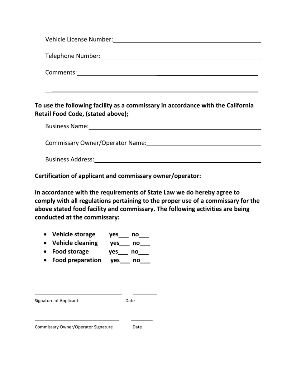 Inyo County, California Statement of Commissary Fill Out, Sign Online