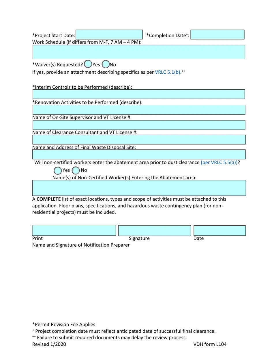 VDH Form L104 Fill Out, Sign Online and Download Fillable PDF
