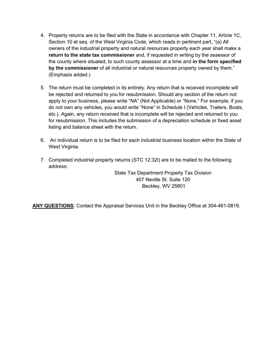 Download Instructions for Form STC1232I Industrial Business Property