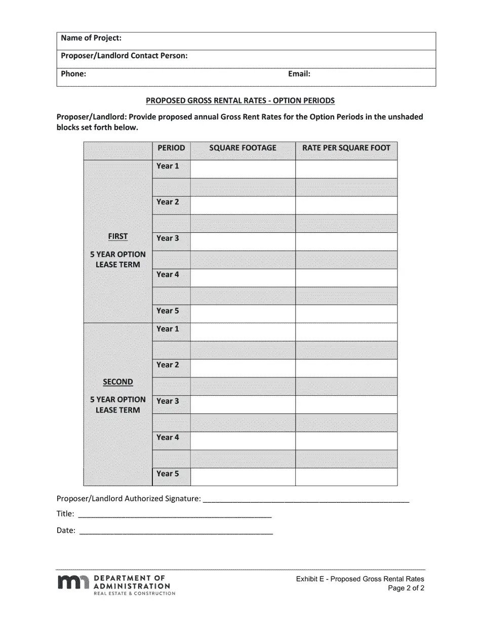 Minnesota Proposed Gross Rental Rates Fill Out, Sign Online and