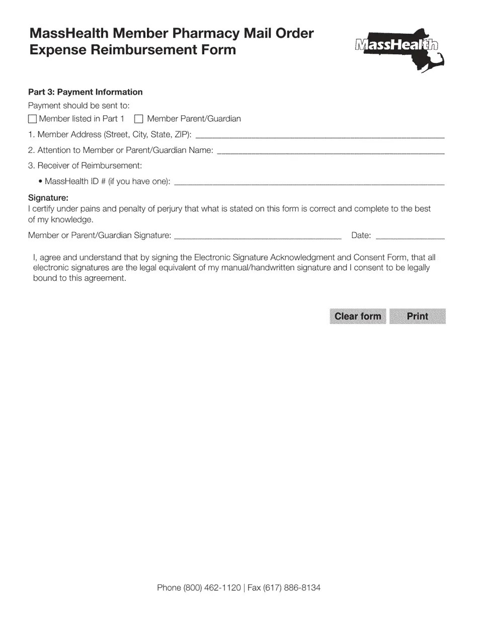 Form BCRF1 Download Fillable PDF or Fill Online Masshealth Member Pharmacy Mail Order Expense