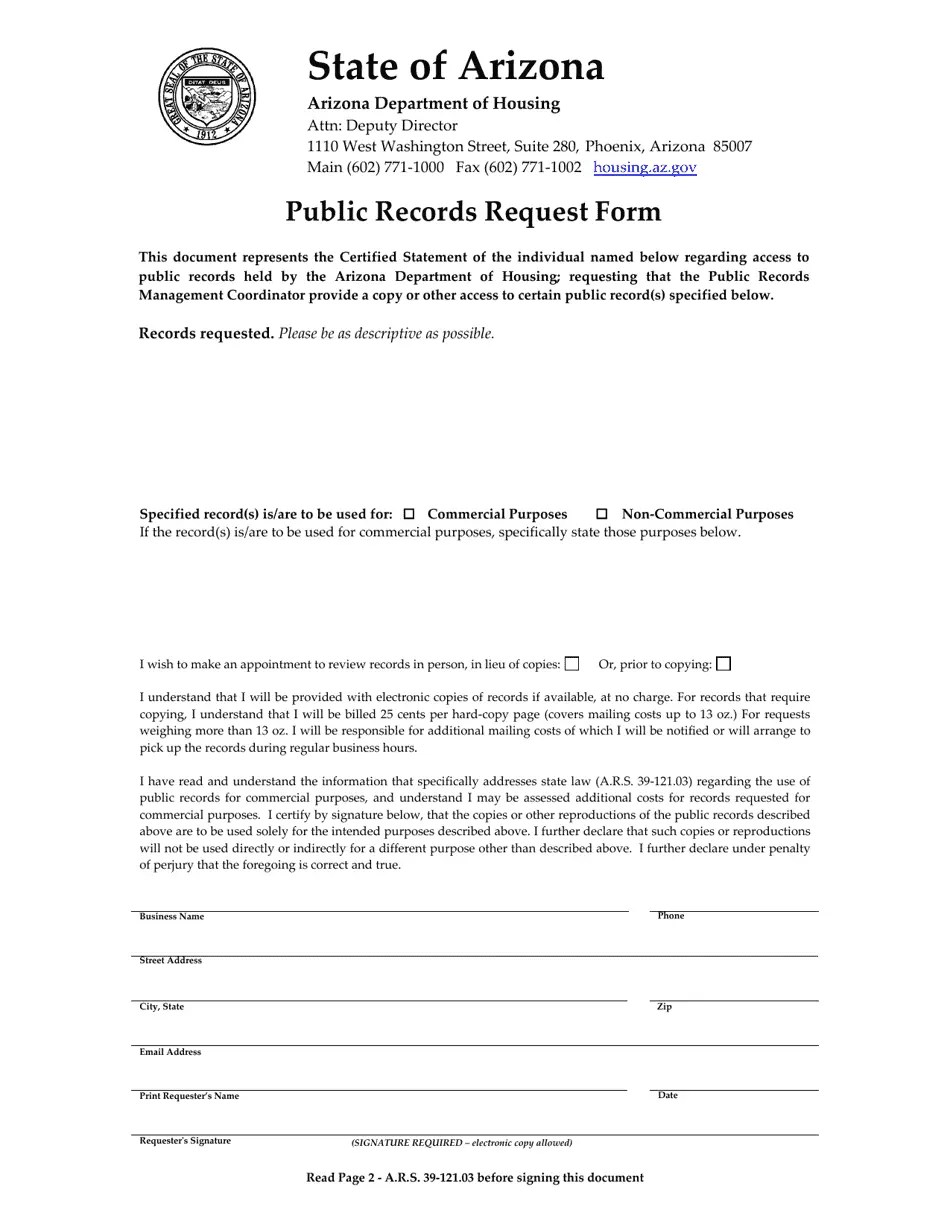 Arizona Public Records Request Form Fill Out, Sign Online and