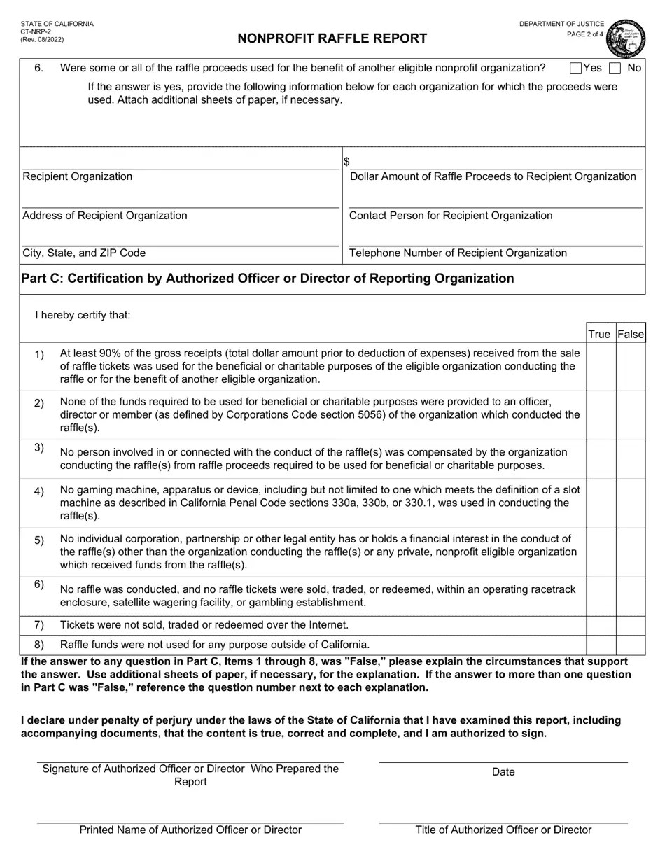 Form CTNRP2 Download Fillable PDF or Fill Online Nonprofit Raffle