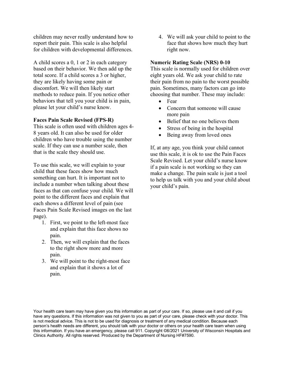 Pediatric Pain Scales Download Printable PDF Templateroller