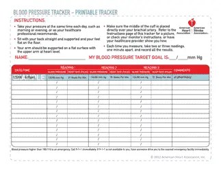 Blood Pressure Tracker - American Heart Association Download Printable