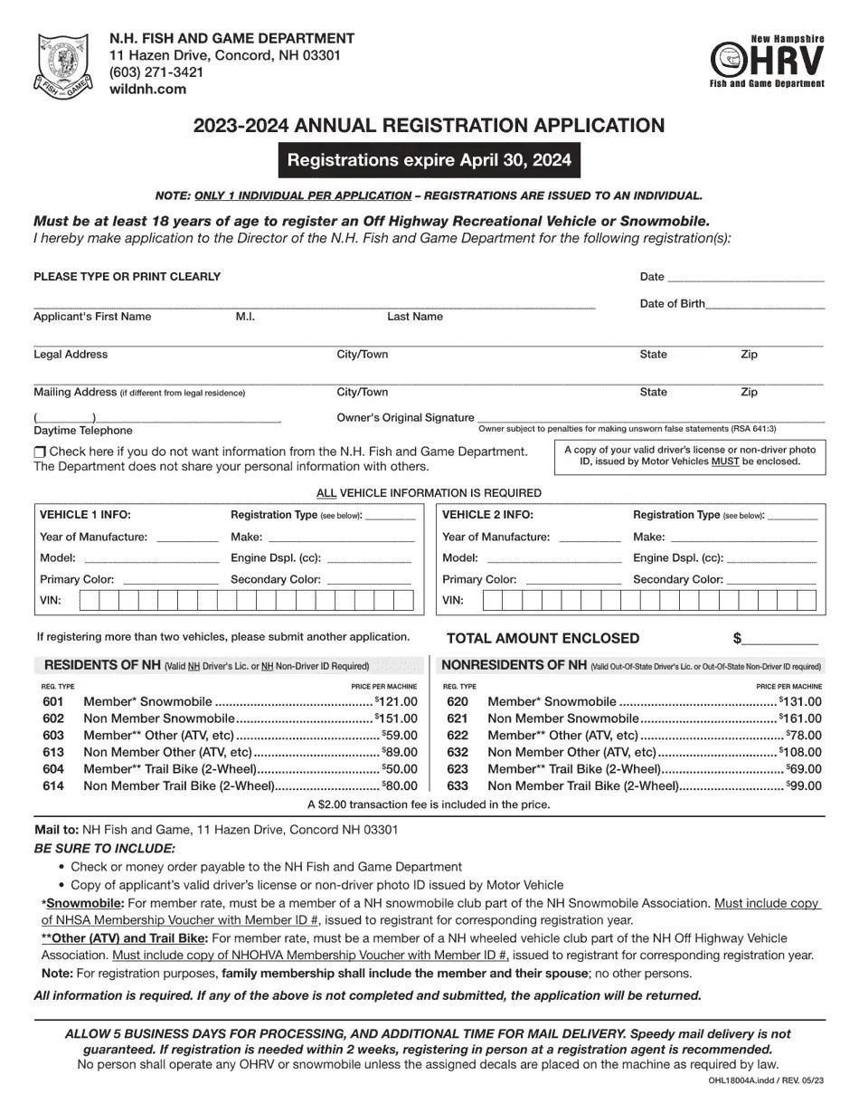Form OHL18004A Download Printable PDF or Fill Online Annual