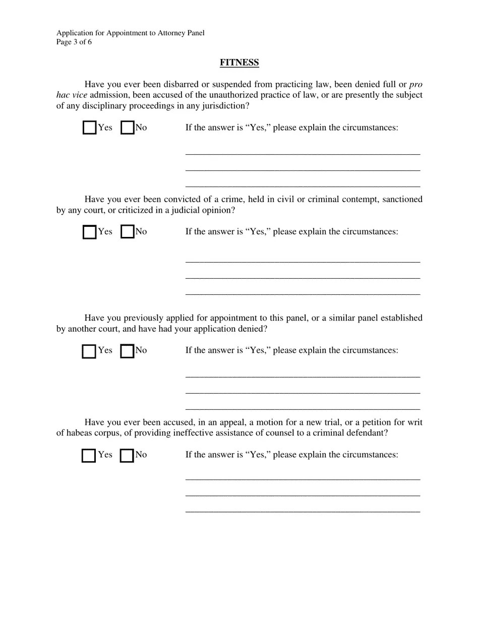 Virgin Islands Application for Appointment to Attorney Panel Fill Out