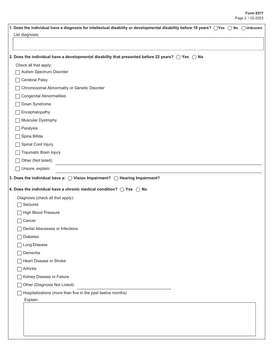 Form 8577 Download Fillable PDF or Fill Online Questionnaire for Ltss