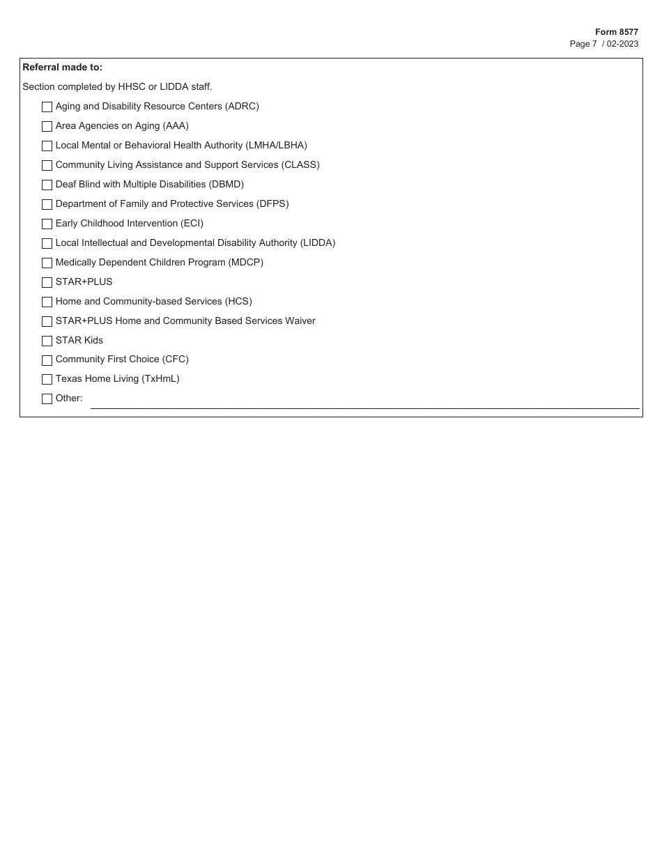Form 8577 Download Fillable PDF or Fill Online Questionnaire for Ltss