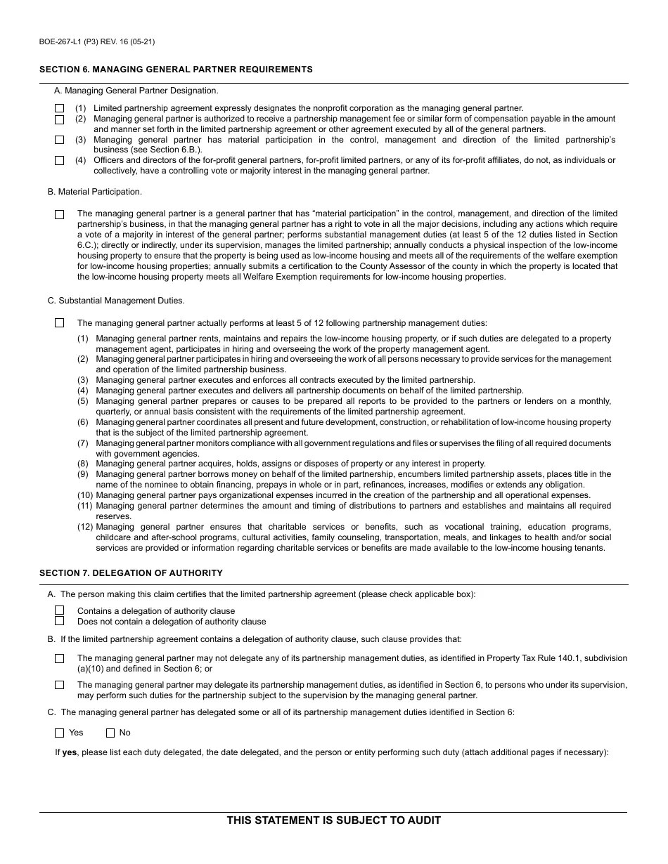 Form BOE267L1 Fill Out, Sign Online and Download Fillable PDF