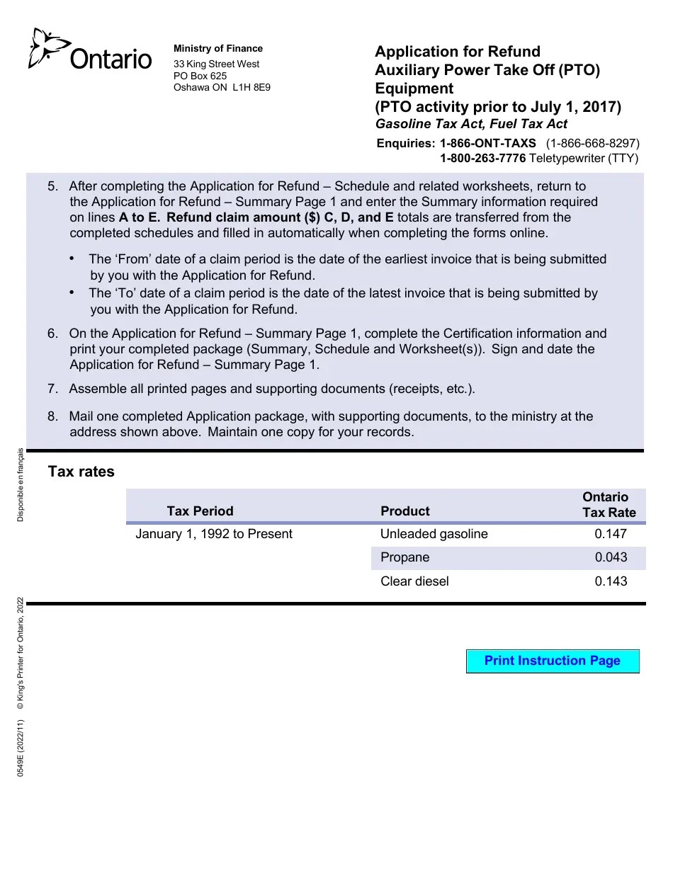 Form 0549E Fill Out, Sign Online and Download Fillable PDF, Ontario